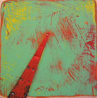 RED DOORWAY
acrylic, roofing paper, nails on wood panel
6"x6"