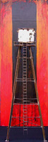 RIDDLED TOWER
wood panel, steel, acrylic, found object
6.5x2x1.5'