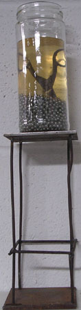 SCISSOR TOWER
casting epoxy, steel, found objects, jar
14x2x2" : INDOOR SCULPTURE : JAN CHENOWETH FINE ART