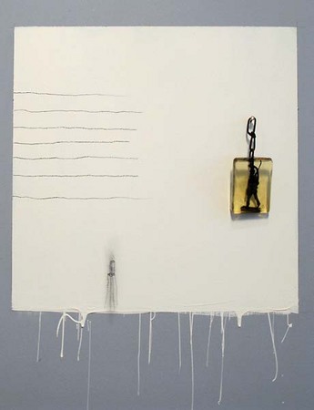 WALKING AWAY
white paint, found objects, epoxy, graphite, : INSTALLATIONS : JAN CHENOWETH FINE ART