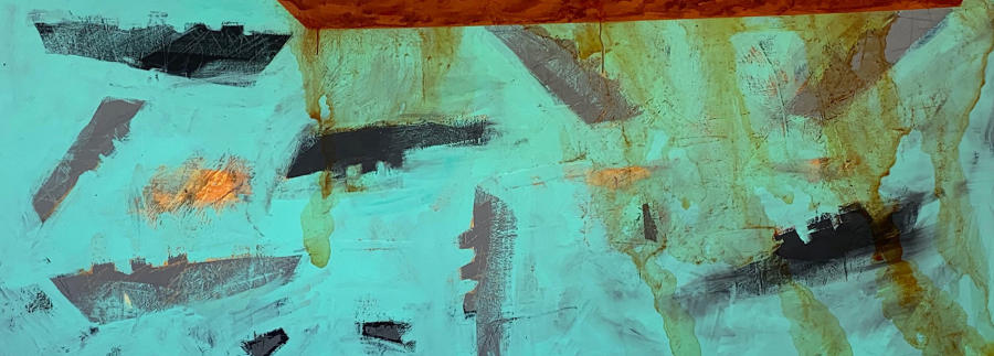 LH-S0S 167
various pigments on panel
30" x 72" : EMERGENCE & SOS series : JAN CHENOWETH FINE ART