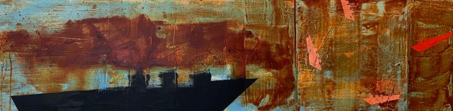 LH-SOS 156
various pigments on panel
12" x 48" : EMERGENCE & SOS series : JAN CHENOWETH FINE ART