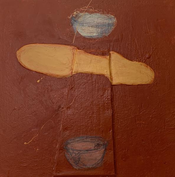SOS 9, 
various pigments and graphite  on wood panel
10" x 10" : EMERGENCE & SOS series : JAN CHENOWETH FINE ART